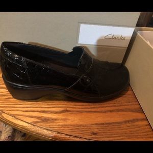 Clarks black May Marigold loafers wide width